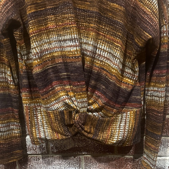 Moa Moa Marbled Western Brown and Gold Striped Sweater - Picture 4 of 5